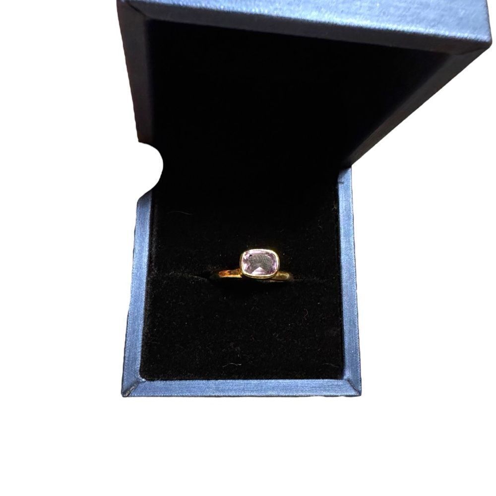 Elegant Sterling Silver Gold plated Ring with light purple amathyst color Stone